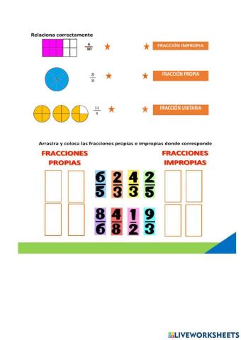 Clasificación de fracciones - tercero