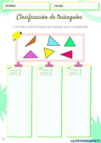 Clasificación de triángulos 2º Ed. Primaria