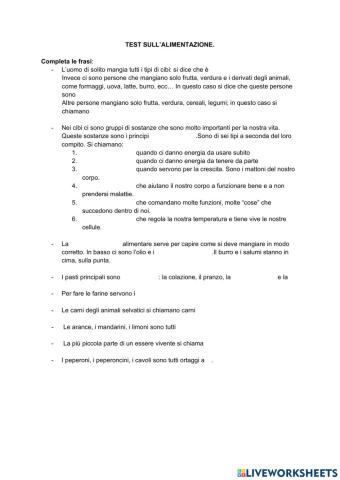 Alimentazione e principi nutritivi