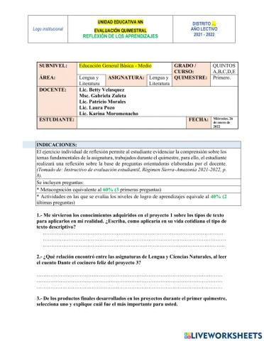 Evaluación de Lenguaje