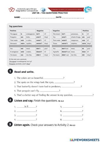 Tag Questions Exercise