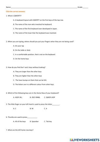 Touch Typing Multiple Choice