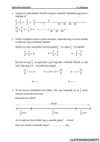 Műveletek törtekkel