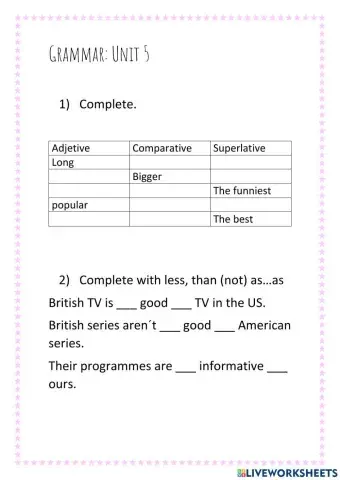 Comparative and superlative