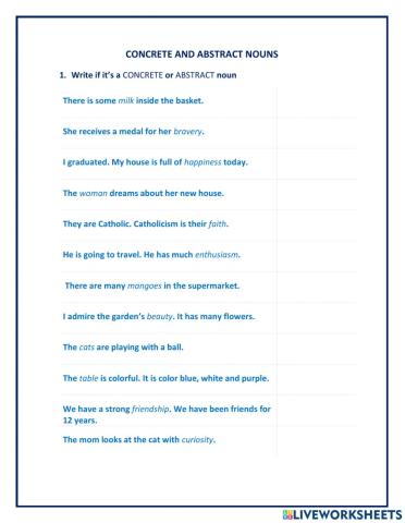 Concrete and Abstract Nouns