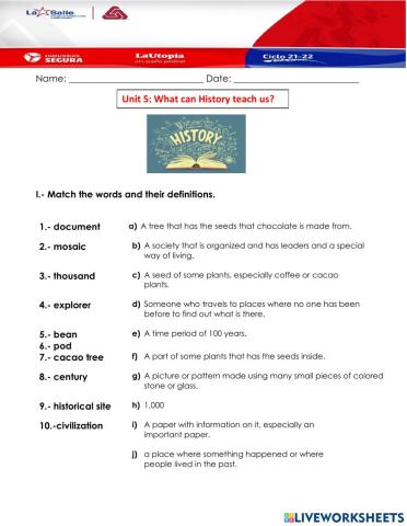 UNIT 5 Vocabulary 1st part