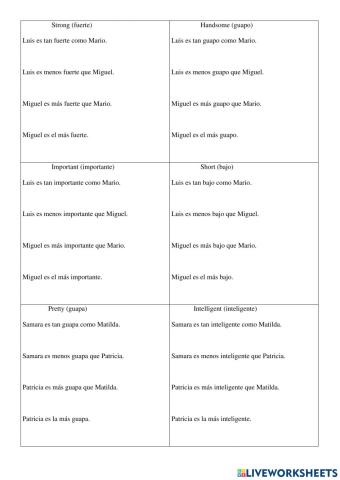 Comparatives and superlatives