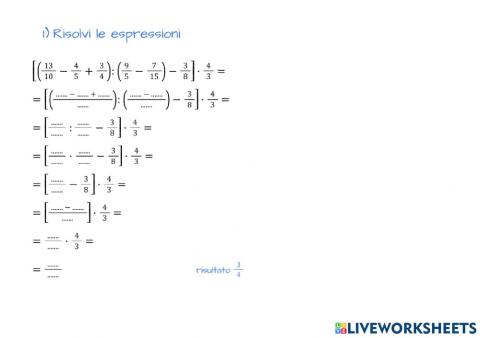 1) espressioni frazioni 4 operazioni