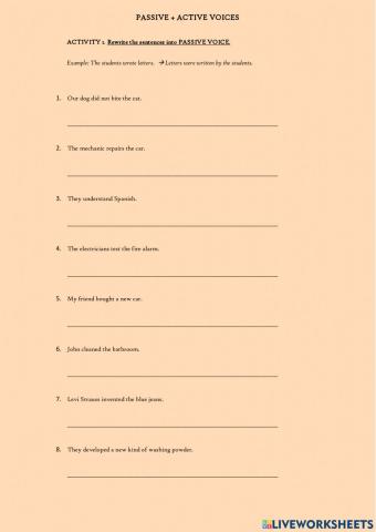 PASSIVE + ACTIVE VOICE - ACTIVITIES part 1