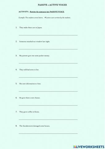 PASSIVE + ACTIVE VOICE - ACTIVITIES part 3