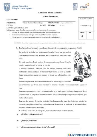 Examen lenguaje
