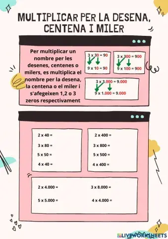 Multiplicar per les desenes, centenes i milers