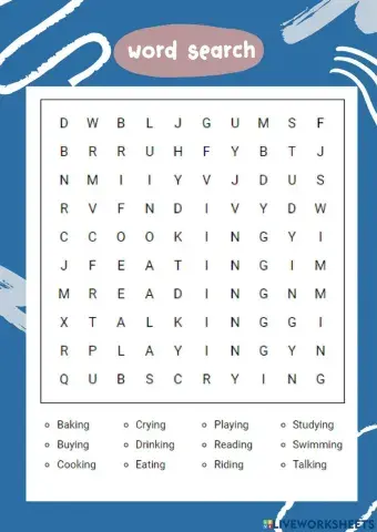 Wrord SearchPresent continuos