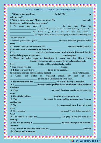 The Perfect Progressive Tenses