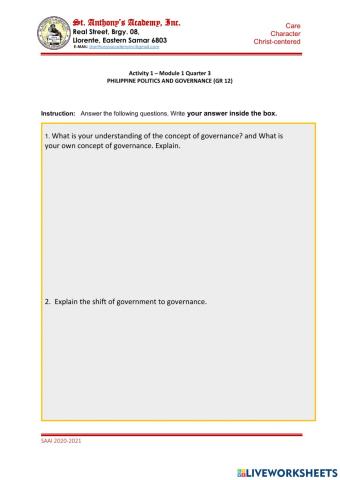 Activity 1 M1Q3 -Politics and Governance