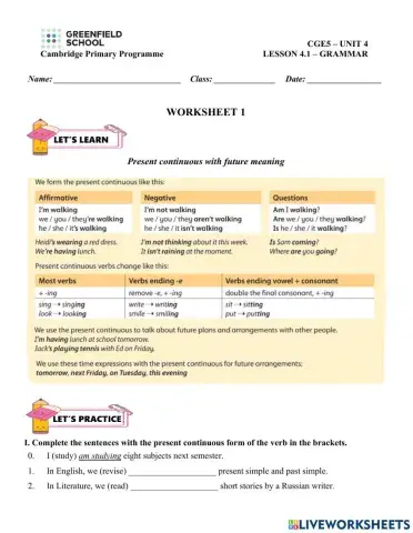 Present continuous with future meaning