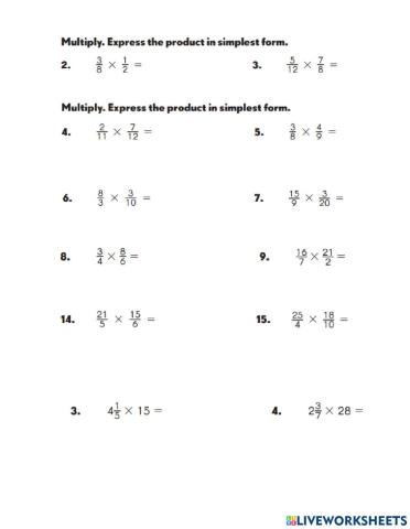 Multiplying fractions