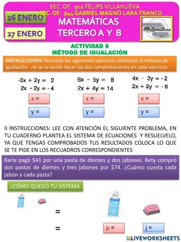 Ejercicios método de igualación