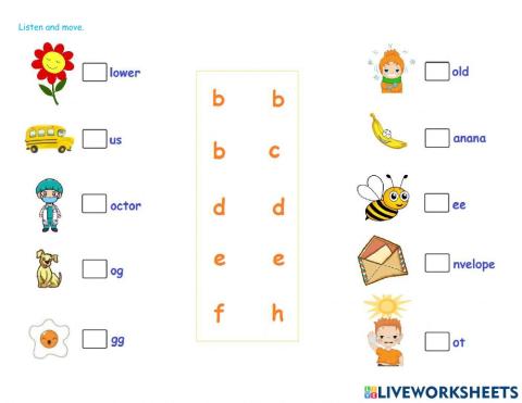 Listen and move the letters