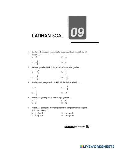 Matematika bab 9 Persamaan garis Lurus