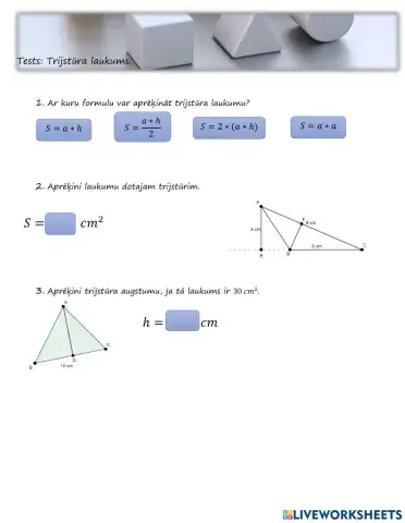 Tests. Trijstūra laukums