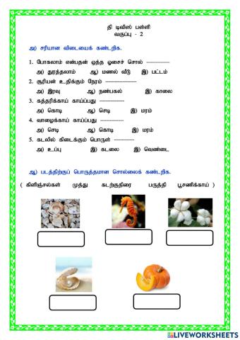 Class 2 work sheet