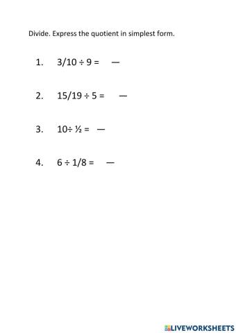 Dividing Fractions & Whole Numbers