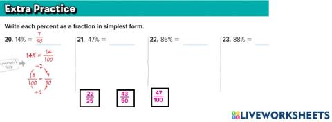 Percent to fractions