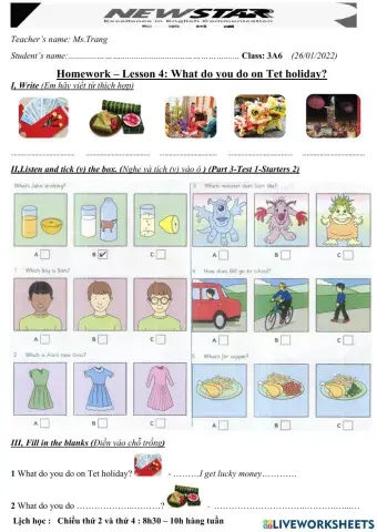3A6 - Lesson 4- What do you do on Tet holiday 26 -01 - 2022