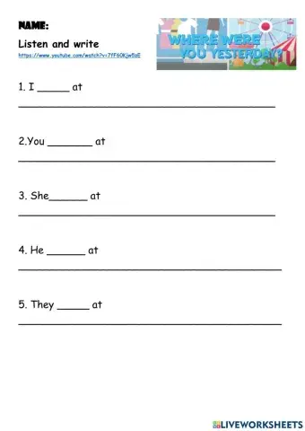 Where were you yesterday Song Listening Worksheet