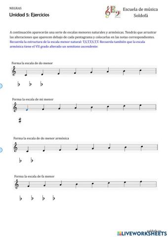 NEGRAS, Unidad 5, Escalas menores