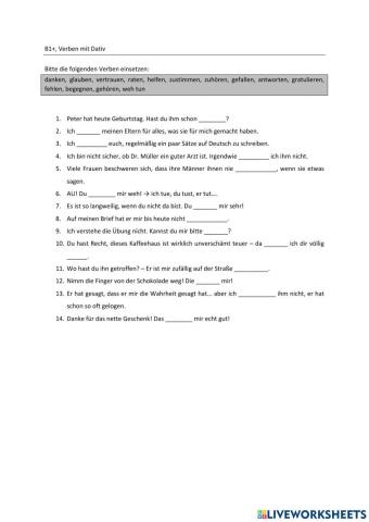 Verben mit Dativ