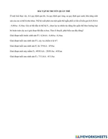 Bài tập di truyền quần thể