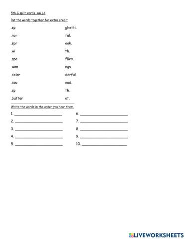 5th U6L4 spelling test