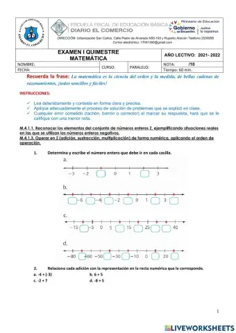 Examen 1er. Quimestre