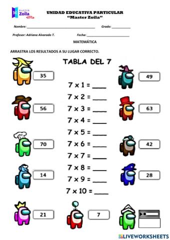 Multiplicación x7