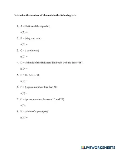 Number of elements in a set
