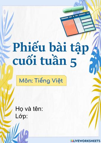 Phiếu bài tập Tiếng Việt 4 tuần 5