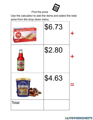 Find the price dessert