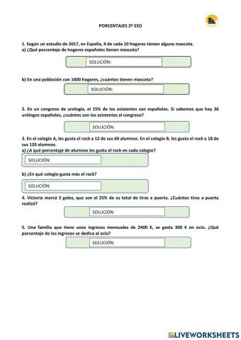 Cálculo de porcentajes