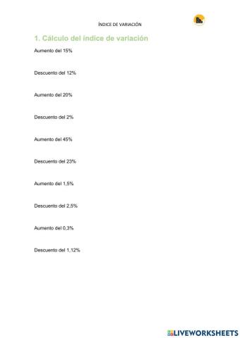 Cálculo del índice de variación