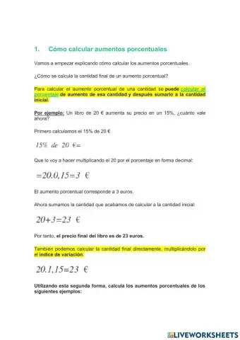 Aumentos porcentuales