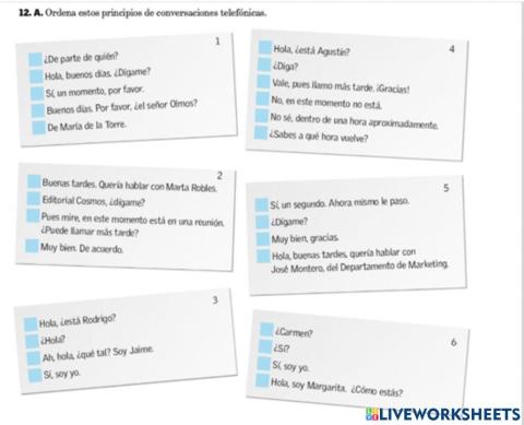 Ordena las conversaciones