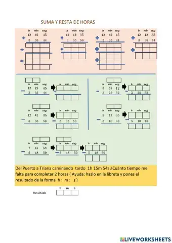Suma y resta de horas