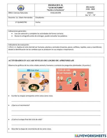 Evaluación de Ciencias Naturales