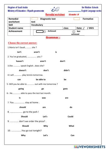 SG 6 unit 1 Revision