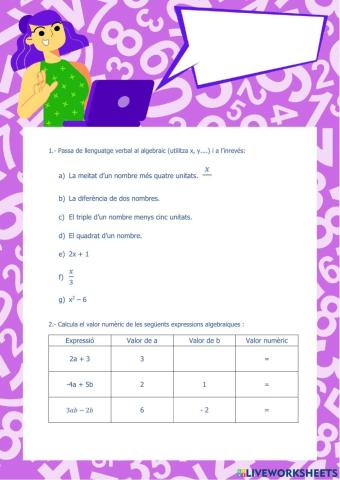 Fitxa de repàs: Equacions