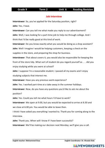 9 adv unit6  reading revision