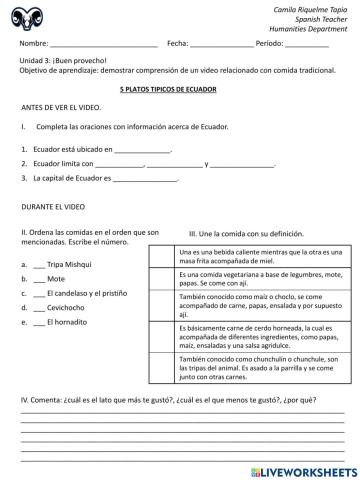 Comidas tipicas en Ecuador