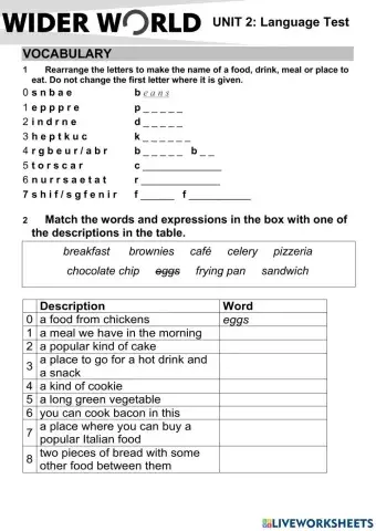 Wider World 1 - Unit 2 Grammar - Language test